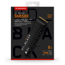 WD_BLACK SN850X SSD NVMe M.2 8TB con Disipador - PCI Express 4.0, Velocidad Lectura 7300 MB/s, Escritura 6600 MB/s