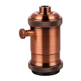 F-Line Portalámparas regulador vintage, casquillo E27, potencia 150W, tensión 250V~, interruptor con regulador de intensidad, color cobre, medidas 50 x 93 mm