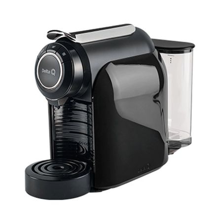 Delta Cafetera de Cápsulas Qool Evolution Negra - Cafetera Automática Multibebidas con Bandeja Ajustable