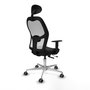 PIQUERAS Y CRESPO Silla de oficina Jorquera con mecanismo Sincro/Traslack, Similpiel Negro y Malla Blanco