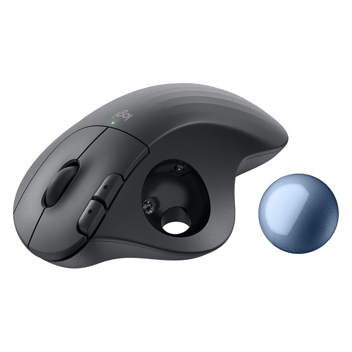 Logitech ERGO M575S Trackball Inalámbrico Ergonómico, Grafito y Azul