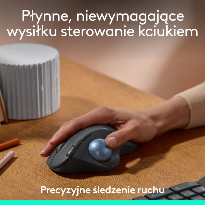 Logitech ERGO M575S Trackball Inalámbrico Ergonómico, Grafito y Azul