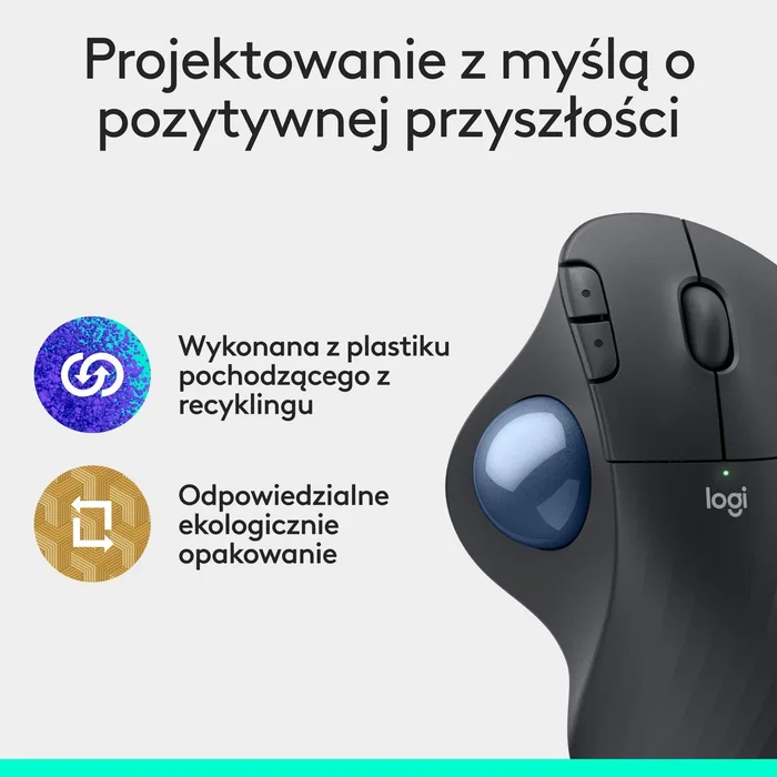 Logitech ERGO M575S Trackball Inalámbrico Ergonómico, Grafito y Azul