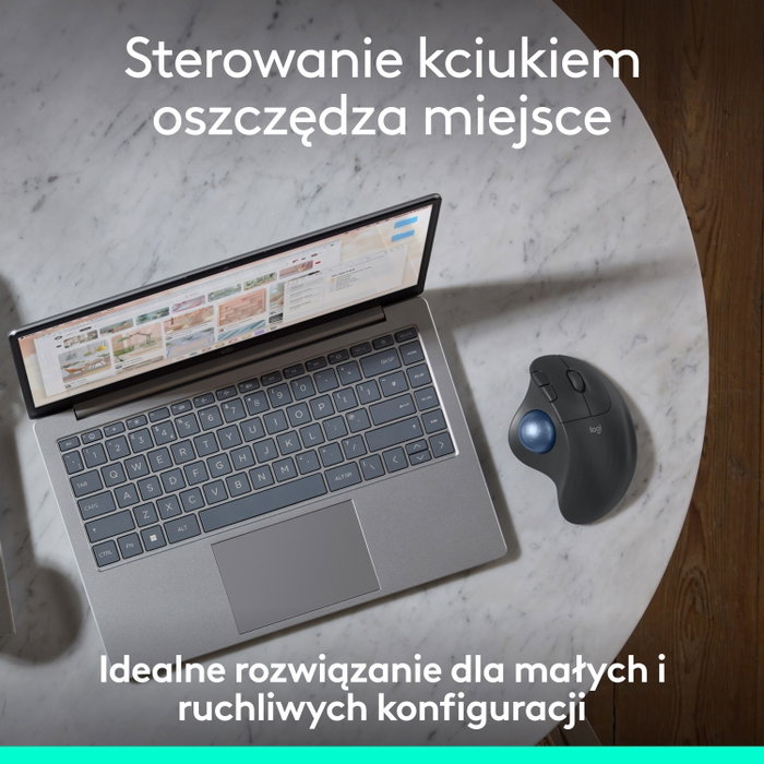 Logitech ERGO M575S Trackball Inalámbrico Ergonómico, Grafito y Azul