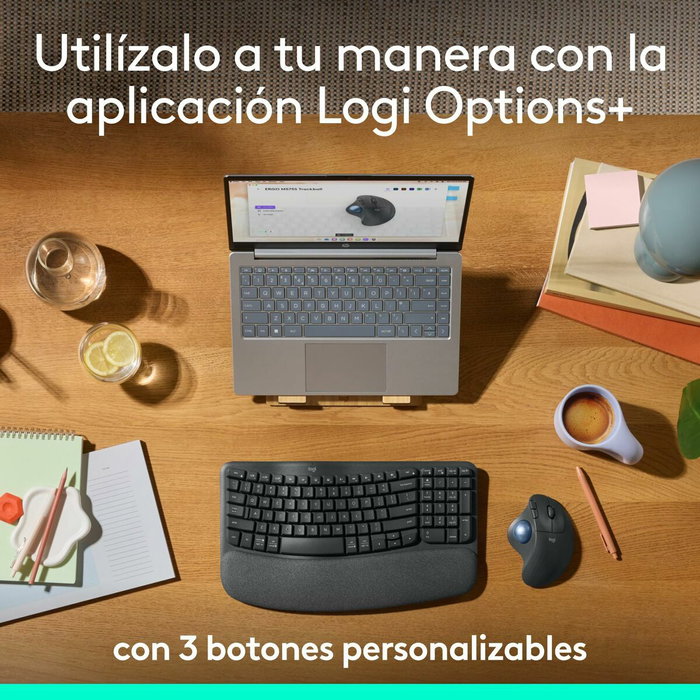 Logitech Ergo M575S Ratón Trackball Inalámbrico Grafito y Azul