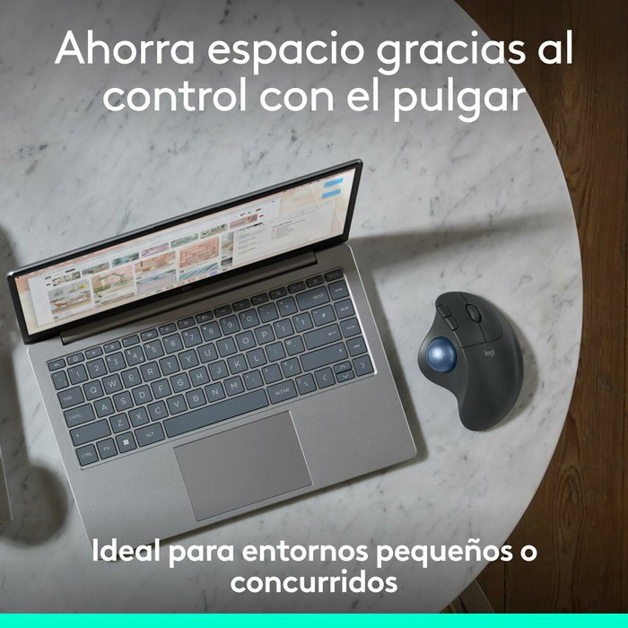 Logitech ERGO M575S Trackball Inalámbrico Ergonómico, Grafito y Azul