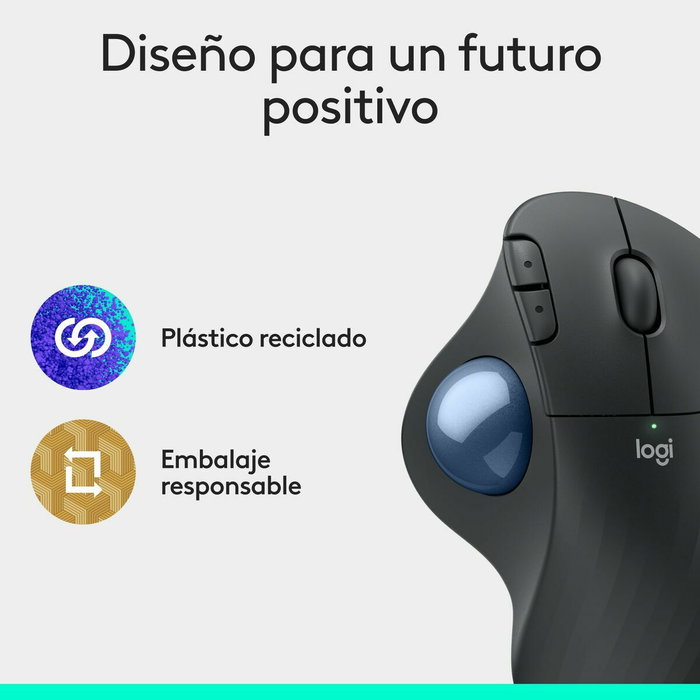 Logitech ERGO M575S Trackball Inalámbrico Ergonómico, Grafito y Azul