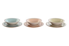 DKD Home Decor Set de Vajilla Mixto 18 Piezas de Gres Ámbar