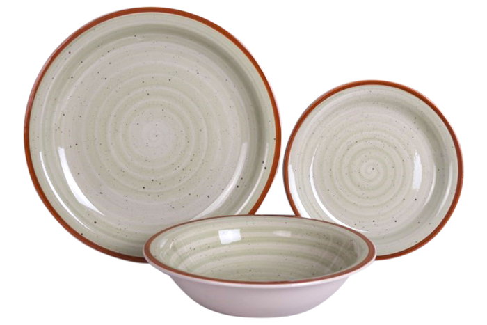 DKD Home Decor Set de Vajilla Mixto 18 Piezas de Gres Ámbar DKD Home Decor Set de Vajilla Mixto 18 Piezas de Gres Ámbar