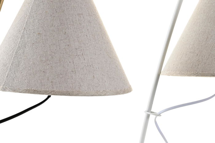 DKD Home Decor Lámpara Sobremesa Moderno Dorado Blanco Beige Metal Lino 31 x 57 x 25 cm (2 Unidades)