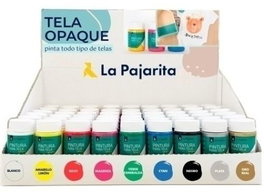 LA PAJARITA Expositor 54 de Pintura para Tela Opaque 35ml