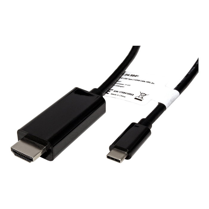ROLINE Adaptador USB Tipo C a HDMI 11.04.5842, 3 m, Negro