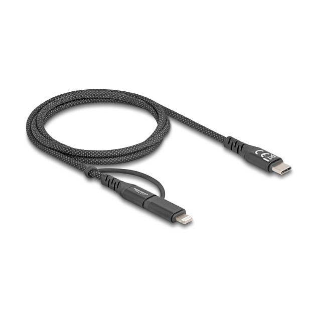 DeLOCK Cable USB 2 en 1 USB Type-C a USB Type-C / Lightning de 1 m, 60 W DeLOCK Cable USB 2 en 1 USB Type-C a USB Type-C / Lightning de 1 m, 60 W