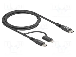 DeLOCK Cable USB 2 en 1 de 1 m con USB Type-C y Lightning para iPhone y iPad de 60 W