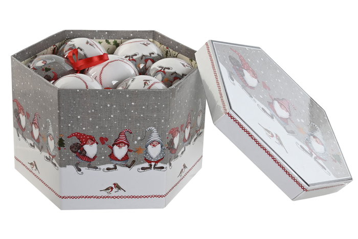 DKD Home Decor Set de 14 Bolas de Decoración con Gnomo Gris y Rojo DKD Home Decor Set de 14 Bolas de Decoración con Gnomo Gris y Rojo