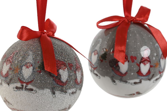 DKD Home Decor Set de 14 Bolas de Decoración con Gnomo Gris y Rojo DKD Home Decor Set de 14 Bolas de Decoración con Gnomo Gris y Rojo