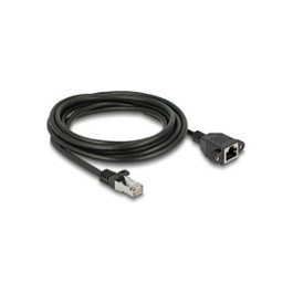 DeLOCK Cable de Red RJ45 Macho a Hembra Cat.6A S/FTP 2m Negro, Plano, 90776, Compatible con Alta Velocidad de Internet