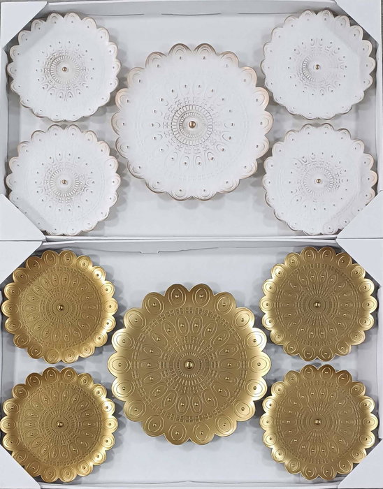 DKD Home Decor Set de 5 Piezas de Decoración de Pared Decape Blanco y Dorado