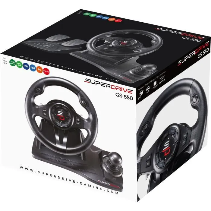 Subsonic Volante de Carreras GS550 con Pedales, Palanca de Cambios y Vibraciones - Multiplataforma