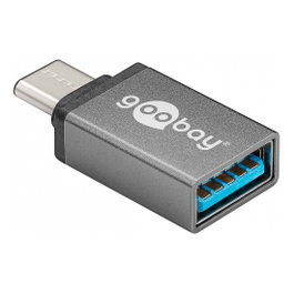 Goobay 56621 Adaptador USB-C a USB-A 3.2 Gen 1, Conector Macho USB-C > Hembra USB 3.0, 5 Gbps, Color Gris