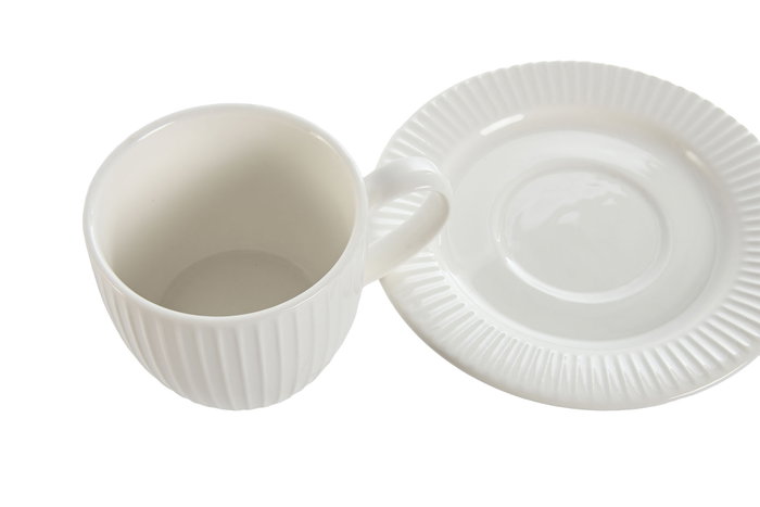 DKD Home Decor Conjunto de Taza y Platillo Carve Loving 24 en Porcelana Blanca, 250ml DKD Home Decor Conjunto de Taza y Platillo Carve Loving 24 en Porcelana Blanca, 250ml