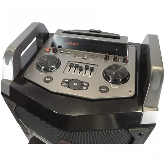 Aiwa Karaoke portátil KBTUS-900 Negro 100W RMS Bluetooth USB M-SD AUX IN 2 Micrófonos LED Aiwa Karaoke portátil KBTUS-900 Negro 100W RMS Bluetooth USB M-SD AUX IN 2 Micrófonos LED