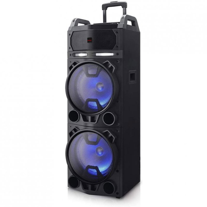 Aiwa Karaoke portátil KBTUS-900 Negro 100W RMS Bluetooth USB M-SD AUX IN 2 Micrófonos LED Aiwa Karaoke portátil KBTUS-900 Negro 100W RMS Bluetooth USB M-SD AUX IN 2 Micrófonos LED