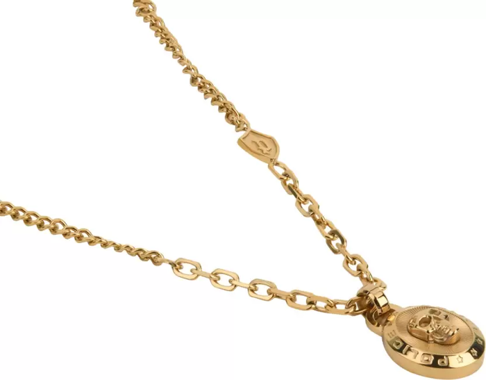 Police PE AGN2212111 Vertex GP IP Brushed Skull Necklace Dorado