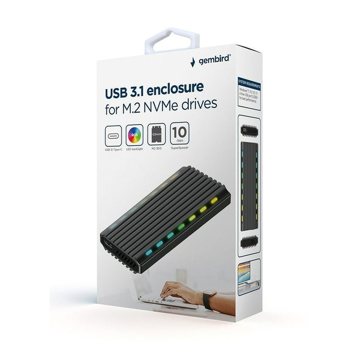 Gembird caja externa usb 3.1 para ssd m.2 nvme backlighted aluminum ee2280-u3c-03 Gembird caja externa usb 3.1 para ssd m.2 nvme backlighted aluminum ee2280-u3c-03