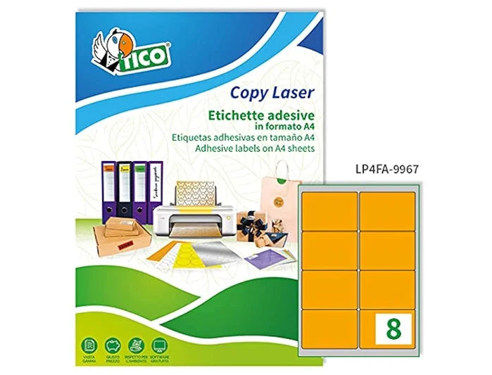 Avery Etiqueta Adhesiva Fluorescente Naranja Permanente FSCLaser/Inkjet/Fotocopia 99,1x67,7 mm Caja 560 Unidades