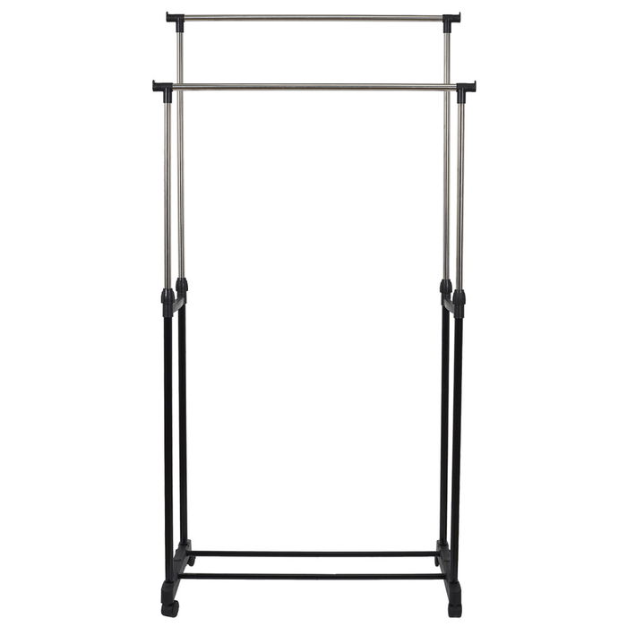 Je cherche une Idee Perchero Barra Doble Con Ruedas Ajustable En Altura 80x43 cm H 90-160 cm