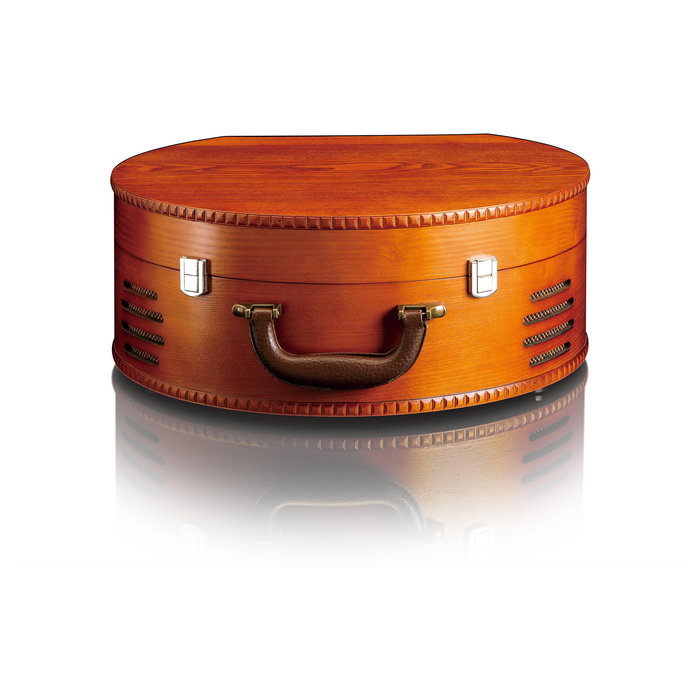 Lenco TT-34 Tocadiscos de Tracción por Correa Automático en Maleta de Madera Marrón, 33/45/78 RPM, USB, Altavoces Integrados