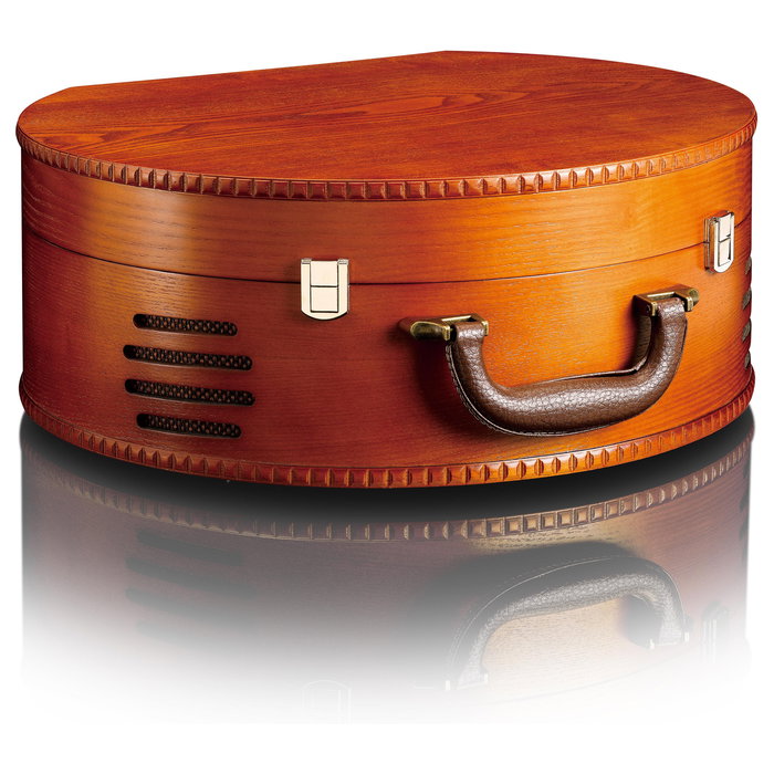Lenco TT-34 Tocadiscos de Tracción por Correa Automático en Maleta de Madera Marrón, 33/45/78 RPM, USB, Altavoces Integrados