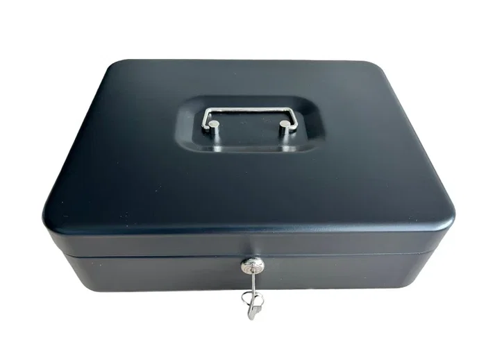 Premier CB-48 Cajón Portamonedas Manual, Negro, Metal, con 4 Compartimentos para Billetes y 8 para Monedas, Bloqueo de Teclado, Dimensiones 325 x 270 x 125 mm