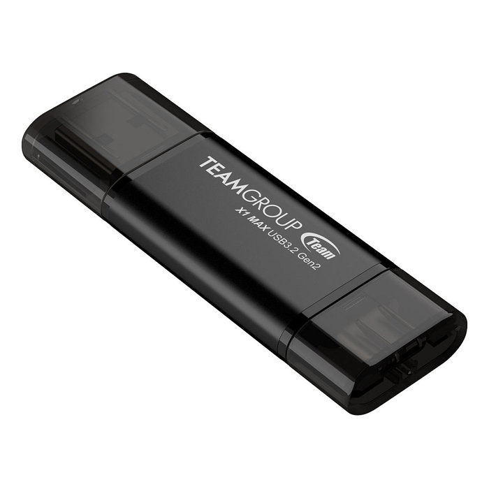 Team Group X1 MAX USB 3.2 Gen 2 Memoria Stick de 256 GB, hasta 1000 MB/s, USB Type-A/C, Negro