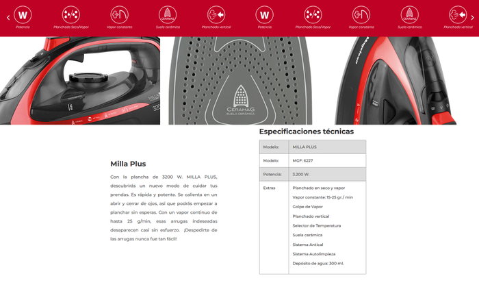 MAGEFESA Plancha de Vapor Milla Plus MGF6227 3200 W
