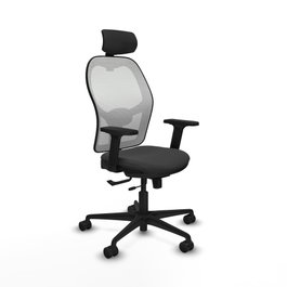 PIQUERAS Y CRESPO Silla de oficina Jorquera con mecanismo Sincro/Traslack, Gris oscuro y Blanco