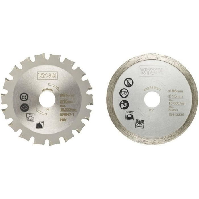 Ryobi Kit de 2 hojas para sierra multimaterial R18MMS RAKMMS02K