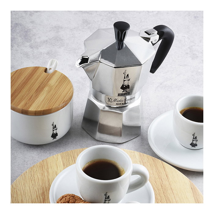 Bialetti Cafetera Italiana Moka Express 9 Tazas 0.55L Aluminio Color Negro y Plata