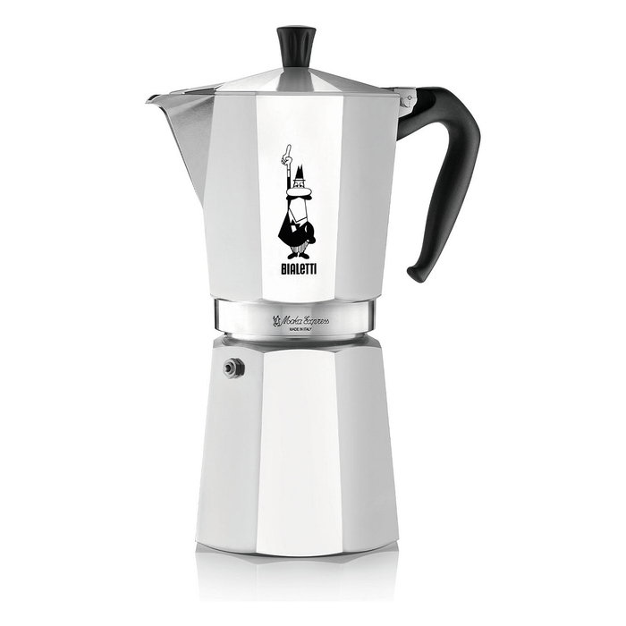 Bialetti Cafetera Italiana Moka Express 9 Tazas 0.55L Aluminio Color Negro y Plata