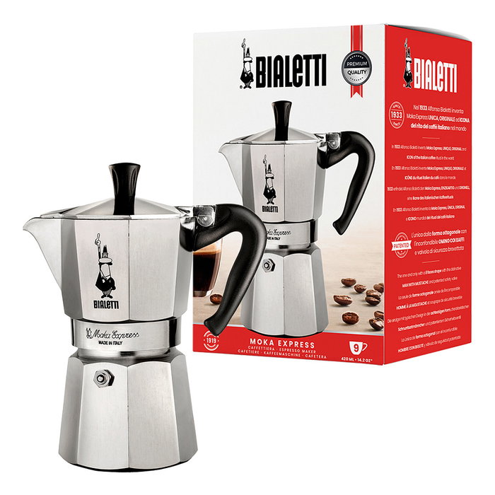 Bialetti Moka Express 9TZ Plata y Negro