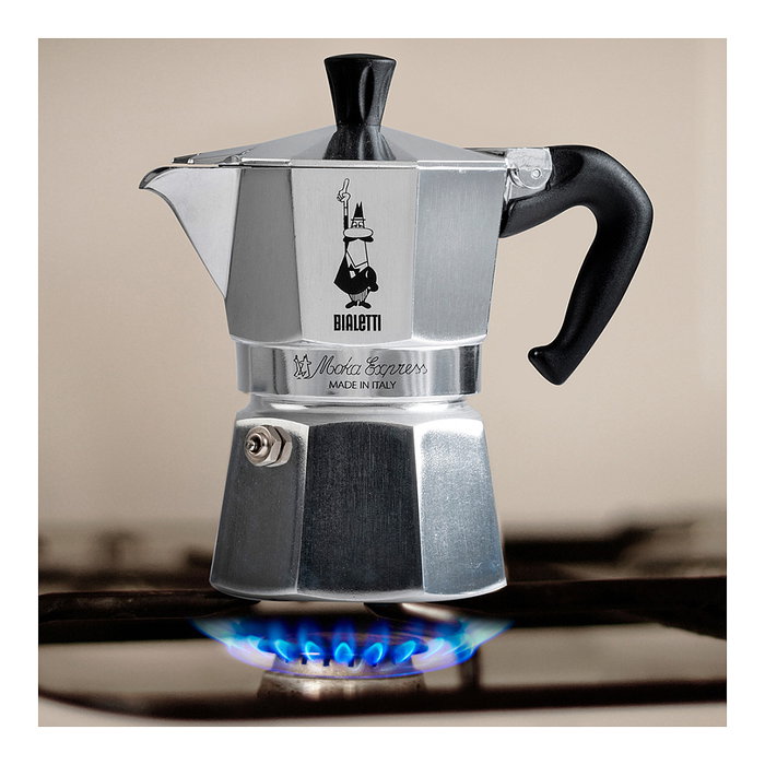 Bialetti Cafetera Italiana Moka Express 9 Tazas 0.55L Aluminio Color Negro y Plata