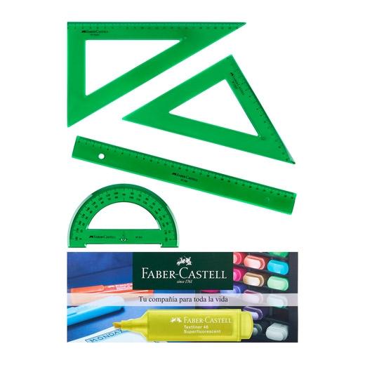 Faber-Castell Kit de Trazado Escolar Verde con Estuche Faber-Castell Kit de Trazado Escolar Verde con Estuche