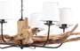 DKD Home Decor Lámpara de Techo Item Home en Teca y Hierro con 6 Pantallas Crudo 130x130x35 cm
