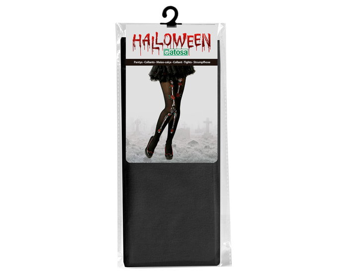 Medias Negras de Catrina con Calaveras Multicolor y Flores para Día de Muertos y Halloween - Ajuste Mexicano Fiesta