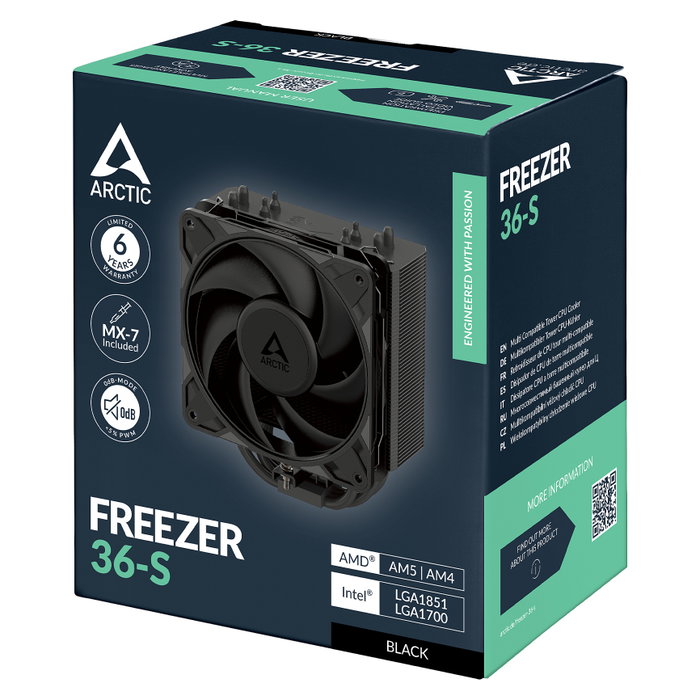ARCTIC Freezer 36-S Negro - Refrigerador de aire para procesador, 12 cm, 600-3000 RPM, PWM