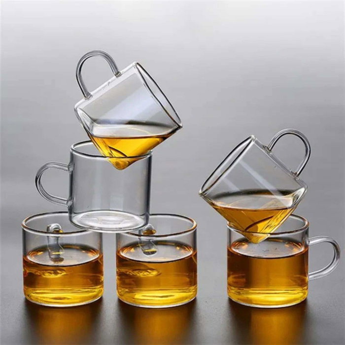 Hermia Juego de 6 Copas para Espresso, Vidrio Transparente, 80 ml