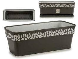 Stefanplast Jardinera Plástico 50 cm Cloe Antracita - 49.5 x 19 x 17 cm, Plástico, Gris, Con Reserva de Agua (Set de 12)