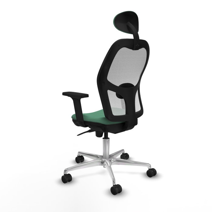 PIQUERAS Y CRESPO Silla de oficina Jorquera con mecanismo sincro, tela verde esmeralda y malla blanca