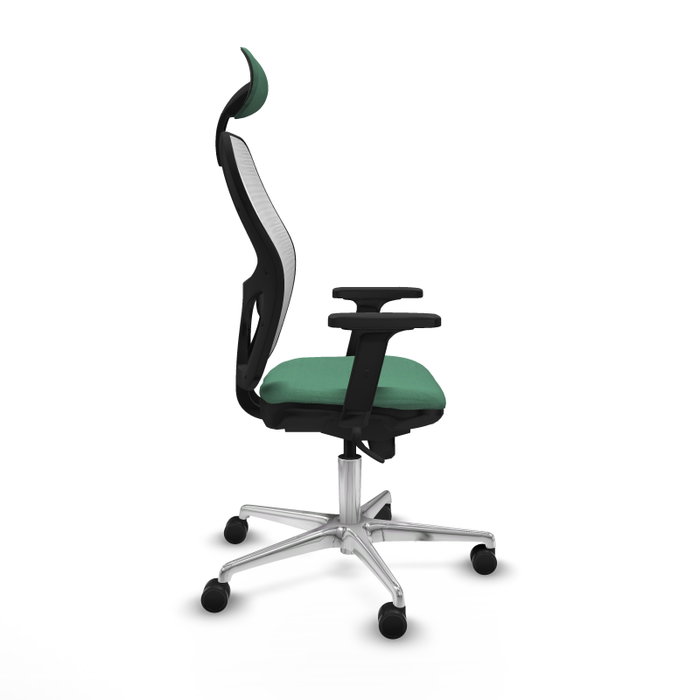 PIQUERAS Y CRESPO Silla de oficina Jorquera con mecanismo sincro, tela verde esmeralda y malla blanca